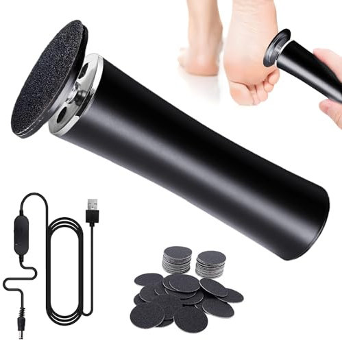 Hoquare Electric Foot File Hard Skin Remover, Callus Remover Foot Sander Pedicure Tools with 60 Sandpaper Discs, Adjustable Speed, Dry Feet Skin Remover for Dead Skin Cracked Heels Calluses(Black)
