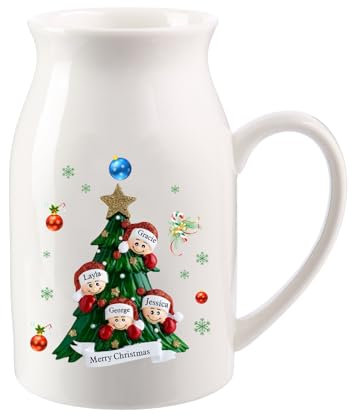 Glimmerday Personalisierte Keramikvase, Weiße Vase mit personalisiertem Namen, Geschenk für Mama und Oma, Geschenkvase, Keramikvase, Wohndekor-Geschenk