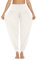 PINSPARK Freizeithose Damen Lang Haremshose Hippie Yogahose Große Größen Jogginghose Bequem Yoga Hose Locker Pluderhose Sporthose Frauen Weiß M