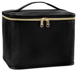 REIFOR Kosmetiktasche Damen Reisekosmetiktasche Damen Kosmetiktasche Kosmetikbox Aufbewahrungstasche Mit Fächern Und Griffen Kulturbeutel(Black)