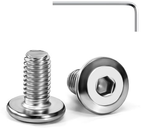 Tunejoy Tornillos de Cabeza Plana M5 x 10 mm Tornillo de Cabeza Hexagonal de Acero Inoxidable A2 V2A Perno de Muebles con llave Allen Rosca Completa 20 Piezas