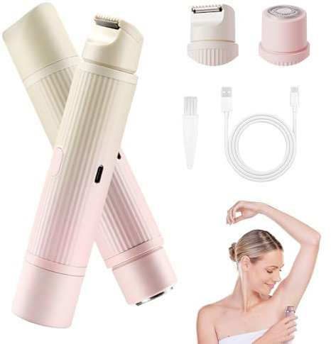 Bikini-Trimmer für Damen, 2025 Neu Gesichtshaarentferner für Frauen, 2-In-1 Elektrischer Rasierer Damen Intimbereich Intimrasierer für Frauen Rasierer für Scham Gesicht Achselhöhlen Beine (Rosa-B)