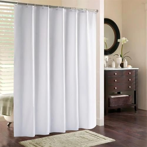 IEUUUB Großer, breiter Badevorhang, weißer Duschvorhang, wasserdicht, dick, einfarbig, für Badezimmer, Badewanne, 12 Haken, 300 x 180 cm (B x H)