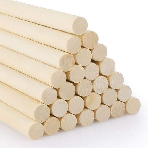 SOSMAR 30 Stück Holzstäbe Rund 9,5mm Holzstäbchen zum Basteln 30cm Länge Birkenholz Holzleisten zum Basteln Bastelholz Stäbe runde Bastelhölzer für Modellbau DIY Handwerk