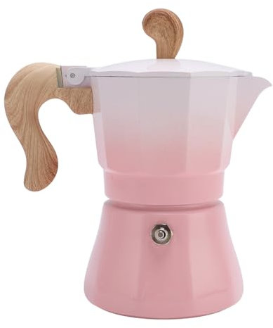 Oreilet 150 Ml de Olla Moka, café Espresso y Cafetera de Estilo Italiano, Cafetera de una Sola Válvula Cubana, para Principiantes, para Principiantes de café. (Gradiente rosado)