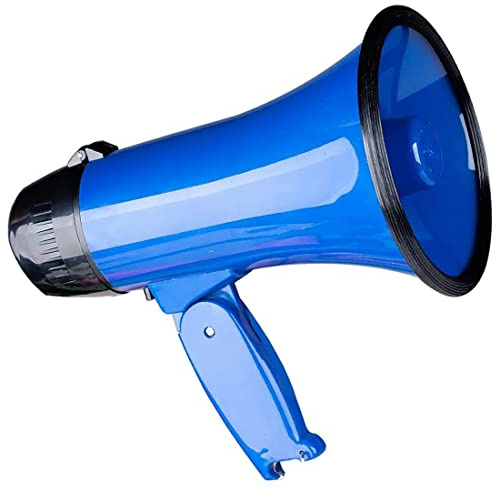 Wrtysully 25 Watt Kompakt Megaphon Lautsprecher PA Bullhorn - mit Eingebauter Sirene, DiktiergeräT, Flaschen öFfner, Blau