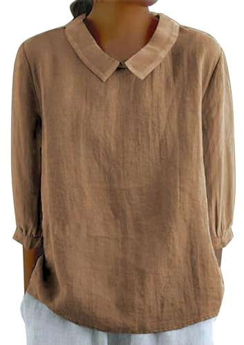 Uwdiohq Damen Blusen & Hemden, Baumwolle, Leinen, Knopfleiste, Kurzarm, lockerer Rundhalsausschnitt, lässiges Boho-Oberteil, Vintage, bestickte Leoparden Bluse Weisses T Shirt Kinder Gelb