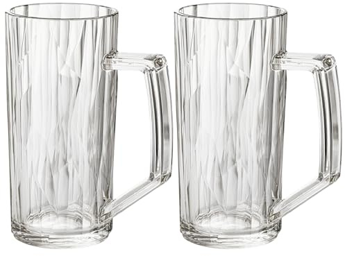 Koziol Superglas Club No. 25, 2 Stück, 300 ml, Bierglas aus kristallklarem Kunststoff, luxuriös, unzerbrechlich, wiederverwendbar, Party, Camping, 2er Set