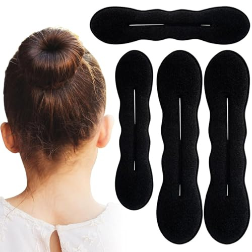 KIRZAX 4 Stück Dutt Maker, Haarknotenformer, Haarknotenmacher Haar Styling Donut Brötchen,Hochsteckfrisur-Zubehör, Haarstyling-Zubehör, Lockenwickler Tools für Frau Mädchen damen Kinder Ballet