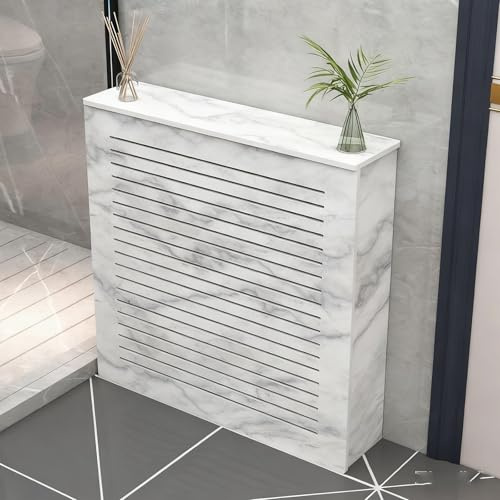 Cache Radiateur Élégant, Finition Marbre, Imperméable, Meubles de maison, Tablette de Radiateur pour la Maison(80x80x20cm/31x31x8in)