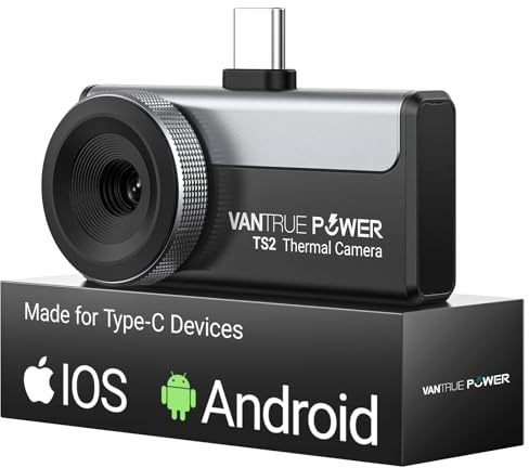 VANTRUE POWER TS2 Cámara Térmica Termográfica Infrarroja para iOS/iPad/Android, Visión Macro de 8 mm, Objetivo Manual, Superresolución 512x384, Thermal Imager, de -20 °C a 550 °C, para Inspección HVAC