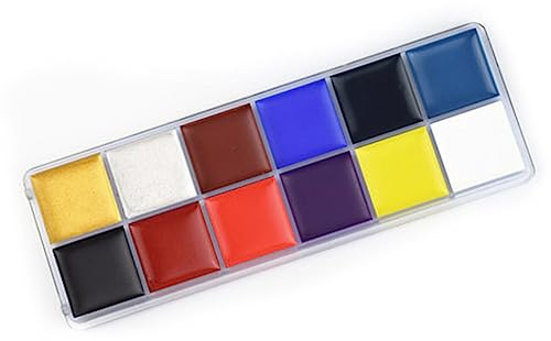 Picysa Palette de Maquillage, Palette de Peinture Corporelle Transparente, Hautement Saturée et Brillante, Respectueuse de la Peau, 12 Couleurs, Adaptée pour Halloween, Performance, Enseignement du