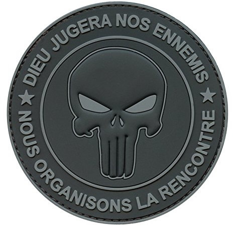 Punisher DIEU JUGERA NOS ENNEMIS DEVGRU Morale PVC Fastener Patch (Blackout Subdued)