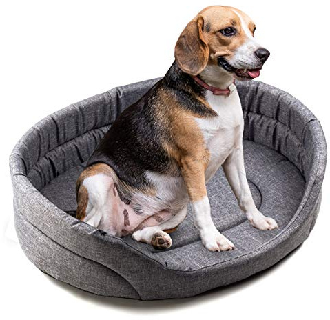 BOUTIQUE ZOO Hundebett L Hundesofa Hundekissen für kleine/mittlere/große Hunde, Farbe: Graun (Leinenimitat)