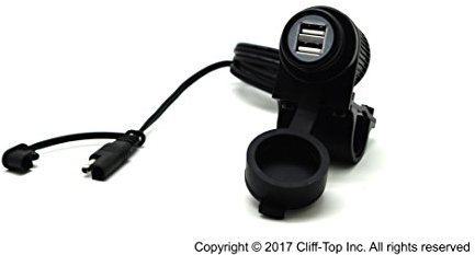 Cliff Top Robustes, wasserdichtes Ladegerät für Motorradlenker, SAE, USB-Ladegerät für 2,2-2,5 cm Lenker ATV UTV, Smartphone, GPS, Tablet, Kamera