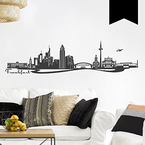 WANDKINGS Wandtattoo - Skyline Frankfurt - 100 x 26 cm - Schwarz - Wähle aus 6 Größen & 35 Farben