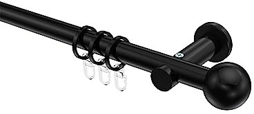 Interdeco Gardinenstange Schwarz aus Metall 20 mm Ø Platon Luino, 140 cm