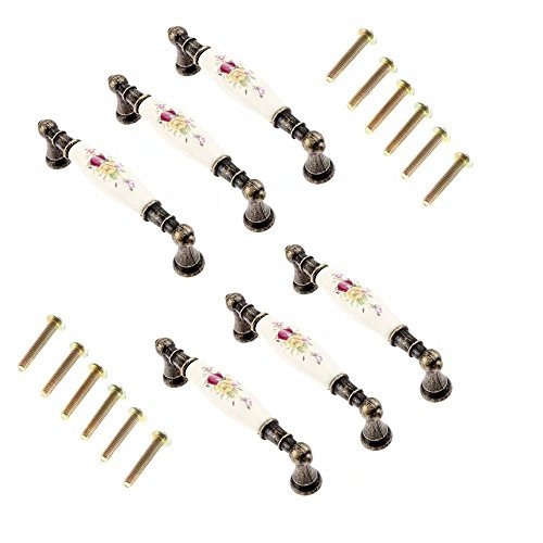 FBSHOP(TM) 6PCS Vintage Keramik Türknöpfe Rose Knöpfe Möbelgriffe für Schrank Kleiderschrank Schublade Wandschrank