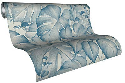 A.S. Création Livingwalls Vliestapete Colibri Tapete floral 10,05 m x 0,53 m blau weiß Made in Germany 366251 36625-1, Blau, Weiß