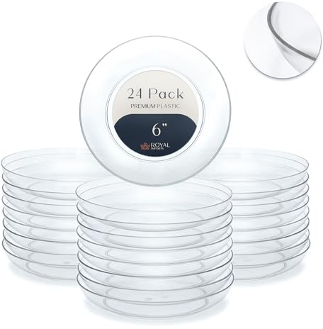 Royal Imports Clear Plant Saucer, Floral Plastic Plates Plant Tray 6 24pk
