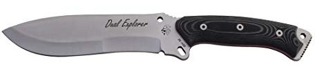 J&V Adventure Knives JV Cuchillo Dual Explorer MICARTA Negra para Caza, Pesca, Supervivencia y Bushcraft Realizado en Albacete + Portabotellas de Regalo
