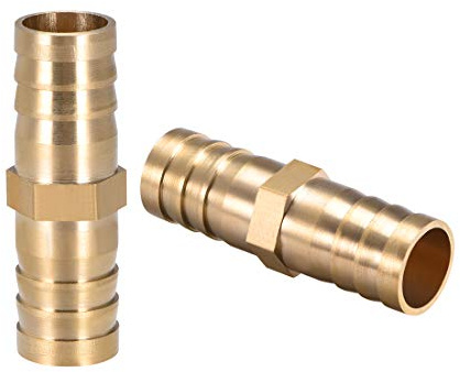 sourcing map Conector Manguera de Lengüeta, Racor Manguera Recto de Latón, Púa de 14mm DI, Adaptador Manguera Tubo de Aire Gas Agua, 2 Piezas