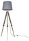 MiniSun | Modern Distressed Wood and Silver Chrome Tripod Floor Lamp with a Grey Tapered Light Shade | Floor Lamps & Torchieres, Home Décor & Improvement Essential