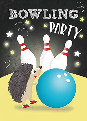 katelein 10er Set Einladungskarten Kindergeburtstag Bowling & Kegeln – Postkarten Einladungen zum Ausfüllen – Für Bowlingparty, Mädchen & Jungs