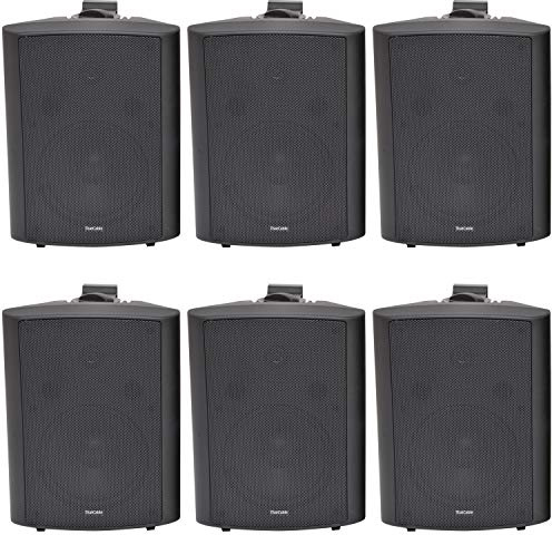 6x (3 Pairs) - 180W 2 Way Black Wall/Shelf Mounted Stereo Speakers & Brackets – 8” 8Ohm – LOUD & BASS | Quality Home Music Loudspeakers For HiFi Surround Sound & Streaming Audio