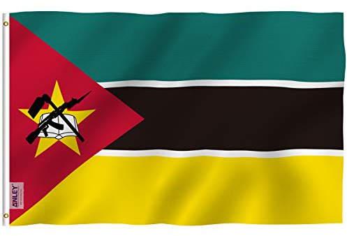 Anley Fly Breeze 3x5 Fuß Mosambik Flagge - Lebendige Farbe und UV-Lichtechtheit - Leinwandkopf und doppelt genäht - Republik Mosambik Flaggen Polyester mit Messingösen 3 x 5 Ft