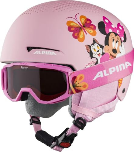 Alpina ZUPO Disney Set - Hochwertiges, Sicheres & Exklusives Disney Set aus Skibrille & Skihelm Für Kinder, Minnie Mouse, 48-52 cm
