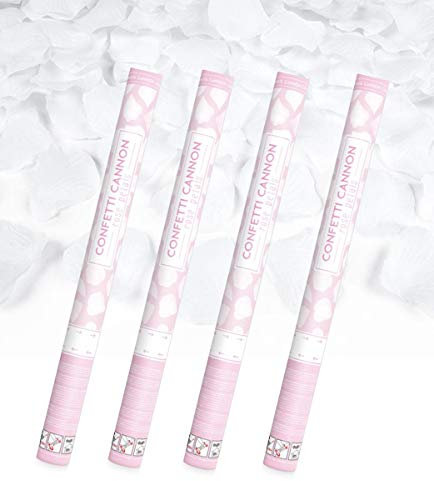 4x XXL (60 cm) Partykanone Partypopper Streamer ®Auto-schmuck (weiße Rosenblätter)