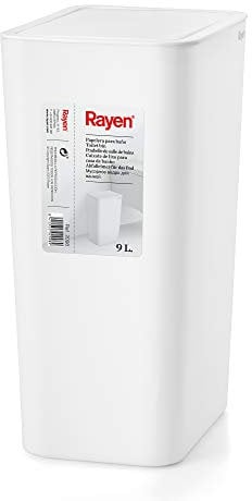Rayen Papelera para Baño con Tapa | Capacidad de 9 litros | Blanco, PP, Medida: 22 x 16 x 33 cm