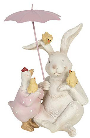 Clayre & Eef Osterhase m. Huhn Osterdeko Schirm Tischdeko 12 x H 16cm