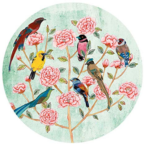 Bilderwelten Runde Tapete selbstklebend - Chinoiserie Collage in Mint 75x75cm