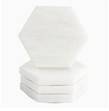 Dessous de verre hexagonal en marbre blanc - Lot de 4