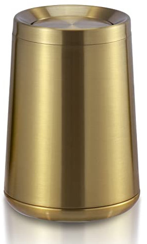 Cestino per la casa, in acciaio inox spazzolato, 10 l/3 galli, bidone della spazzatura con coperchio ribaltabile, per uso interno o commerciale, cucina, soggiorno, bagno, camera da letto (cono dorato)