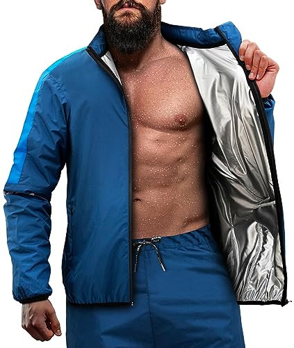 RDX Schwitzanzug Zum Abnehmen, Saunaanzug REACH OEKO TEX 100 ZERTIFIZIERT, Sauna Suit Fitnessanzug Sweatsuit Sportanzug Trainingsanzug Sweatanzug Thermo MMA Boxen Gym Sport Fitness Laufen Herren Damen