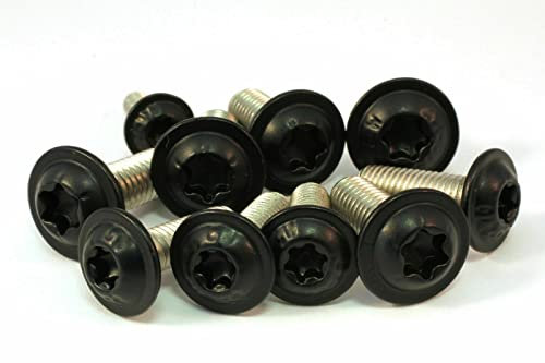 Screws4Bikes | 5x M6x20 | Linsenkopfschrauben mit Flansch | schwarz matt | Edelstahl V2A | ISO 7380-2 mit Innensechsrund/Torx