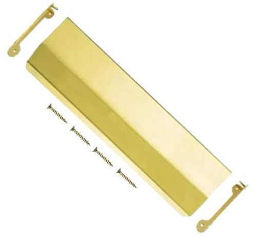 TERF® 280mm X 80mm Traditional Type Victorian Internal Letter Flap Polished Brass 280mm X 80mm Interior Inner Flap Letter Box Post Cover Plate including Fixing Screw