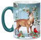 NymphFable 550ml/18oz Tazza Invernale Nel Bosco Grande di Caffè con Fiocco di Neve - Animali Carini, Cervo e Volpe - Regalo per Donne e Uomini