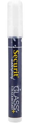 SECURIT - Pennarello A Gesso Liquido Resistente all'Acqua - Per Lavagne, Vetro, Metallo, Porcellana, Specchio, Plastica - Punta Media 2-6mm - Colore Bianco