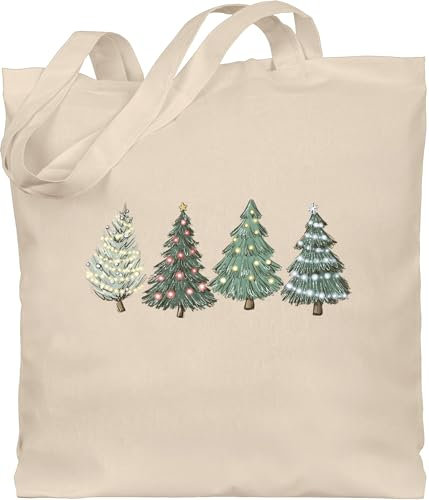 Shirtracer Baumwolltasche - Weihnachten Geschenke Christmas Bekleidung - Weihnachtsbäume - Unisize - Naturweiß - stofftaschen jutebeutel gross weihnachtlich weihnachtsmotiv weihnachtsbaum stoffbeutel