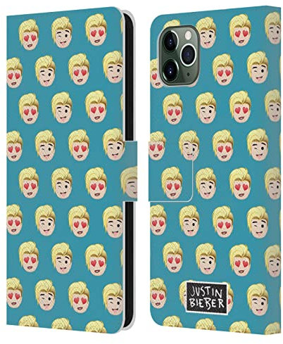 Head Case Designs Licenciado Oficialmente Justin Bieber Patrones Justmojis Carcasa de Cuero Tipo Libro Compatible con Apple iPhone 11 Pro MAX