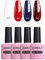 AIMEILI Gel Nail Polish Set, Red Blue Glitter Gel Polish Set Soak Off UV LED Glossy Gel Varnish Nail Art Manicure Pedicure - Long Lasting & Easy to Apply 4pcs X 10ml - Kit33