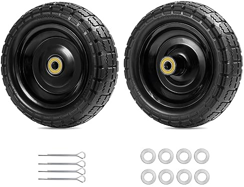 Parts Camp For Gorilla Cart Wheels 13-Inch replacement gorilla cart tires 4.00-6 Flat-free Solid Tire and Wheel For Hand Trucks/Garden Carts/Wheelbarrow/Dolly-5/8Axle Borehole 2.1Hub offset (2 Pack)