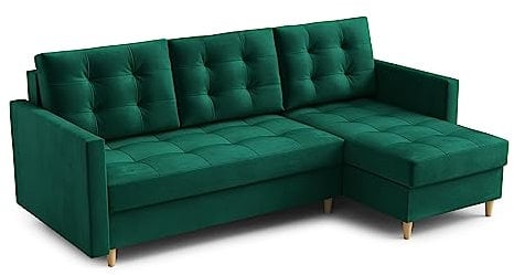 Ecksofa “DIVO” mit Schlaffunktion und Bettkasten - Sofa Bettsofa Couch L form 3 Sitzer Schlafsofa Schlafcouch - Eckcouch Möbel für Wohnzimmer 224 x 144 x 95 cm. Sofabett - Liegefläche: 202 x 140 cm