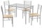 Giantex - Mesa de comedor de cristal templado con 4 sillas, juego de comedor, bandeja espaciosa y asiento grande con granos de madera delicados, para cocina, salón, KZ99507