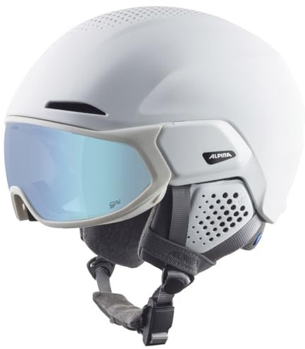ALPINA Alto QuattroVario Visier Skihelm (51-55 cm, 11 white matt (ice blue))