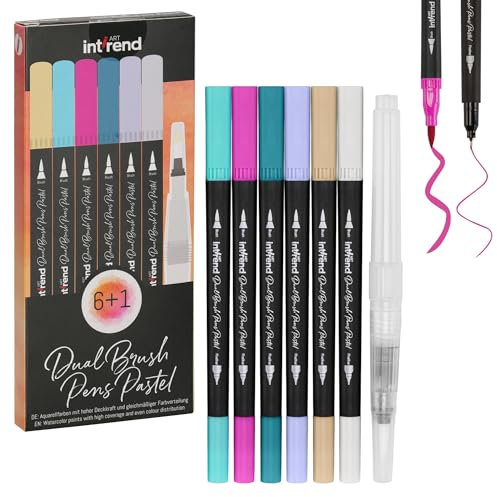 int!rend Pinsel Acrylstifte für Bullet Journal - 6-Farben Pinsel Stift Set - Pinselstifte Pastellstifte für Kalligraphie - Bullet Journal Handlettering Stifte und Zubehör